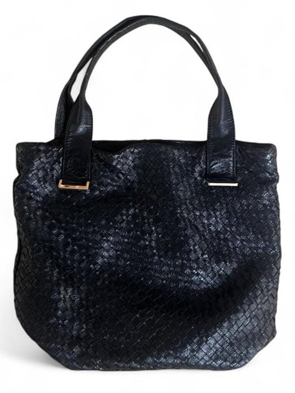 Elliott Lucca black woven 100% leather tote bag